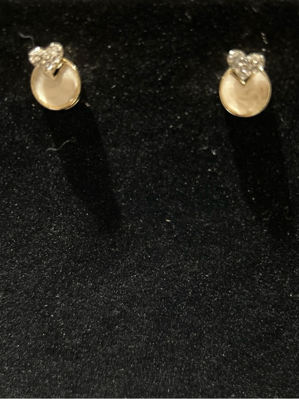 Gold color Heart Accent Mother-of-Pearl Stud Earrings
